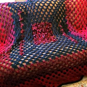 Double/queen handmade afghan black, maroon red